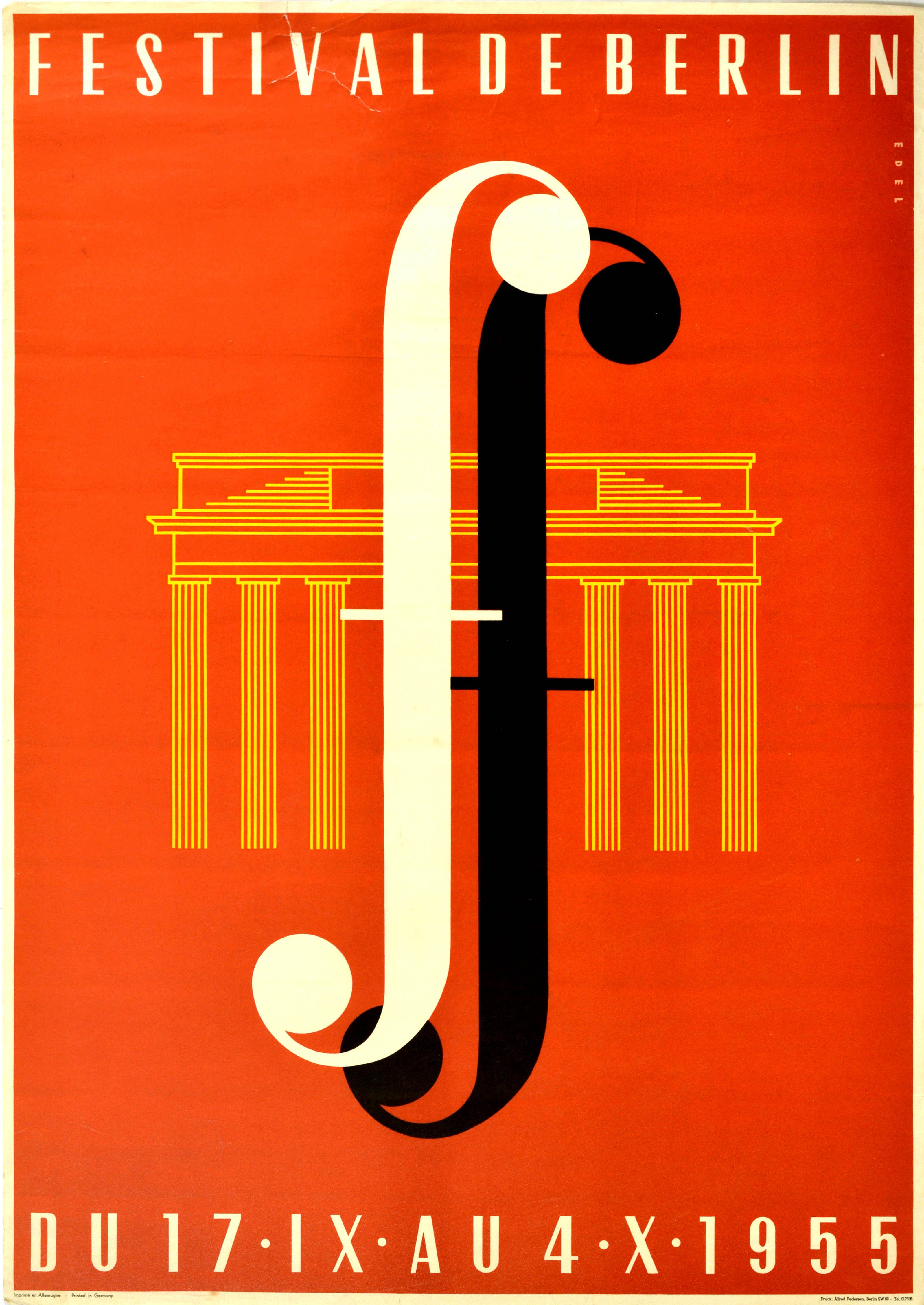 Unknown Print - Original Vintage Poster Music Festival De Berlin Midcentury Design Brandenburg F