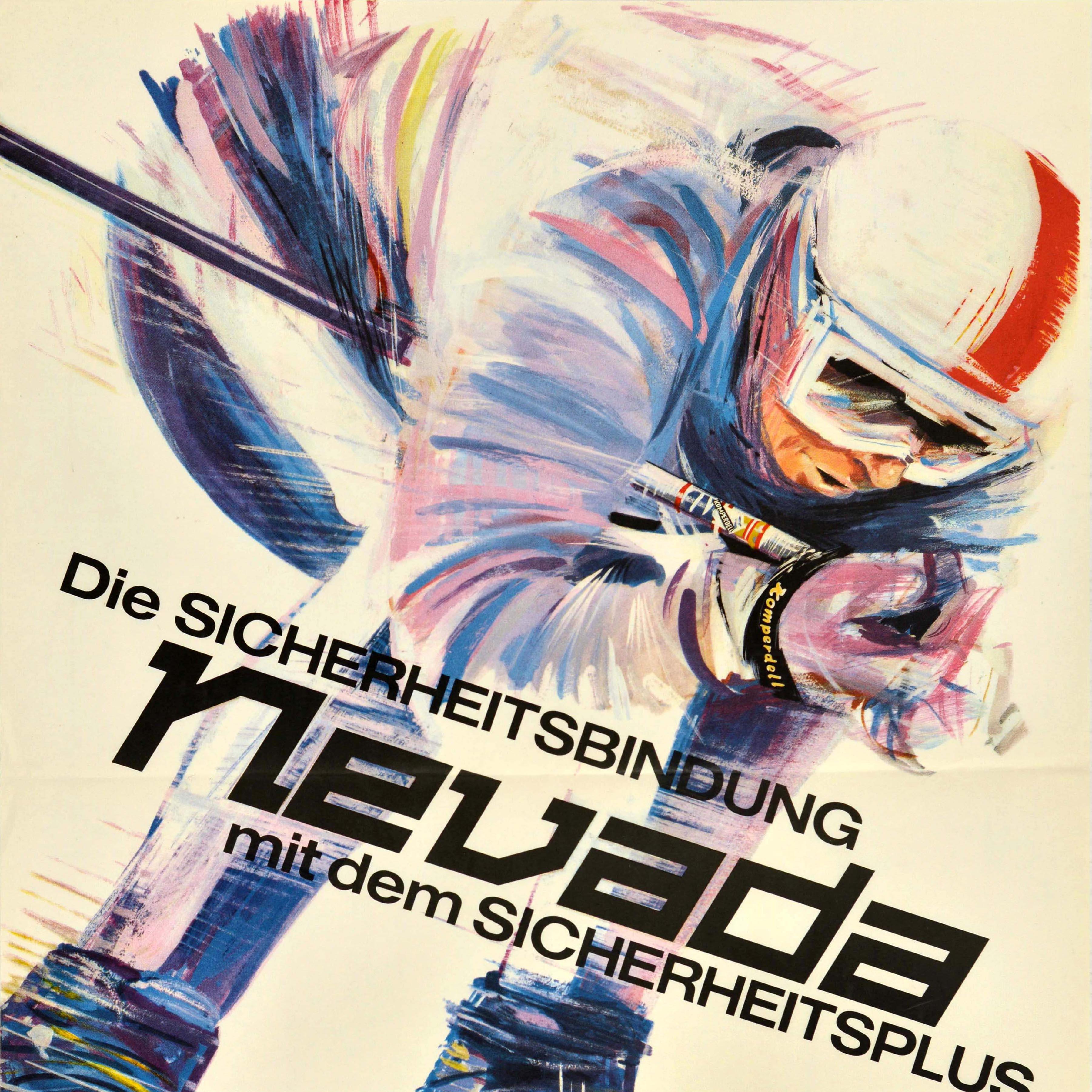 Original Vintage Poster Nevada Ski Equipment Skiing Gear Skier Winter Sport  - Beige Print by Unknown