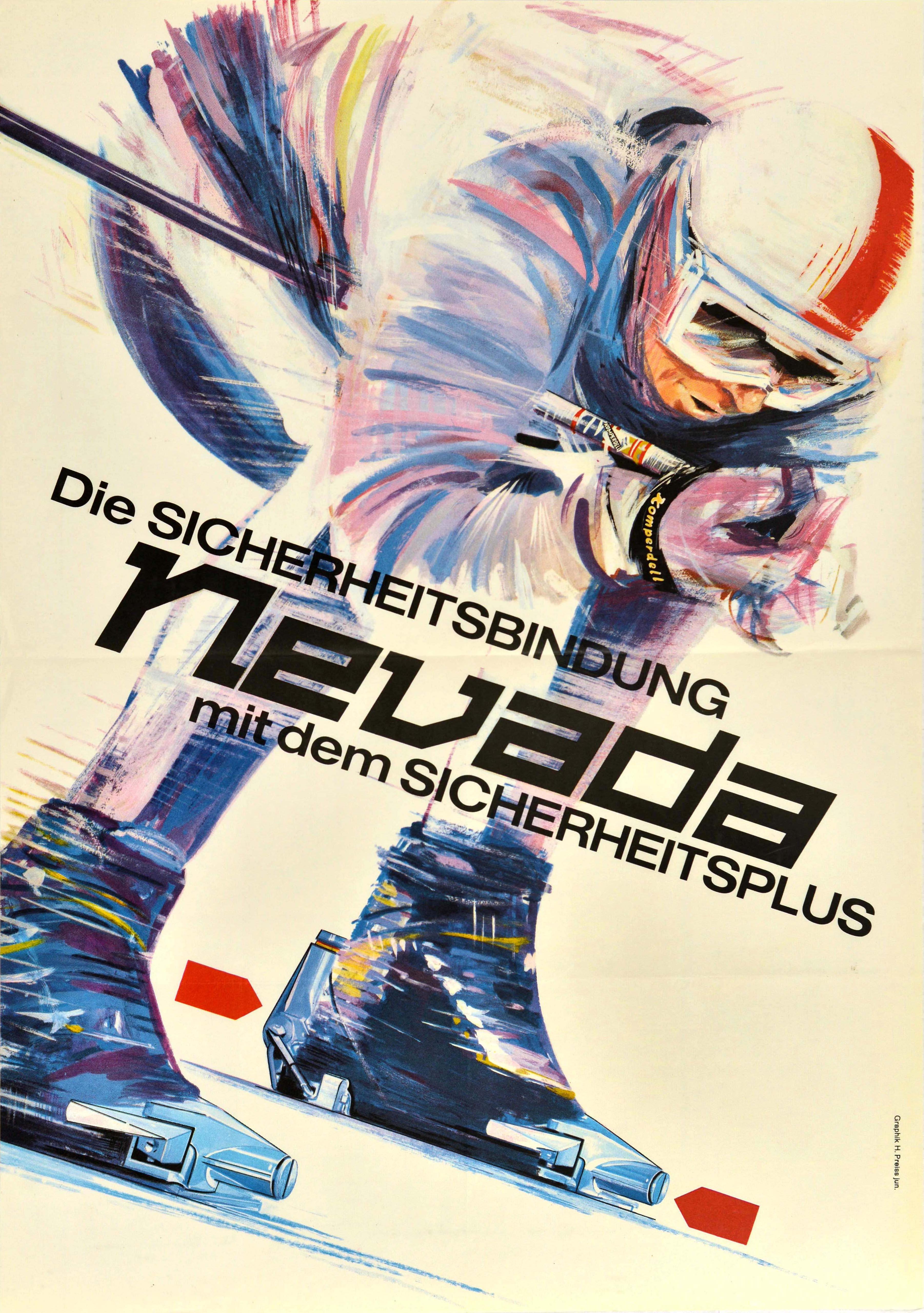 Unknown Print - Original Vintage Poster Nevada Ski Equipment Skiing Gear Skier Winter Sport 