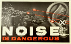 Original Retro Poster Noise Is Dangerous Royal Air Force Health Safety Warning