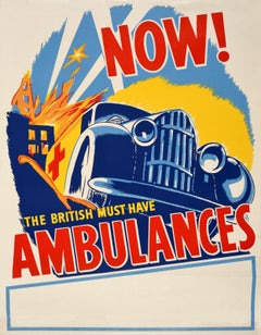 Original Vintage Poster Now! The British Must Have Ambulances WWII Red Cross Aid