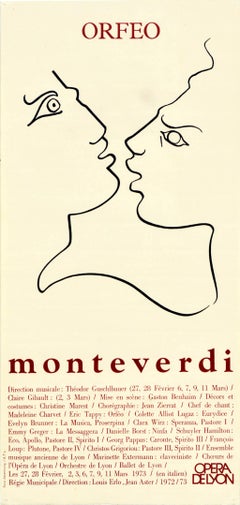 Affiche vintage d'origine Orfeo Monteverdi Opera De Lyon Musique Légende grecque