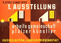 Original Vintage Poster Palatinate Artists Exhibition Pfalzer Kunstler Architect