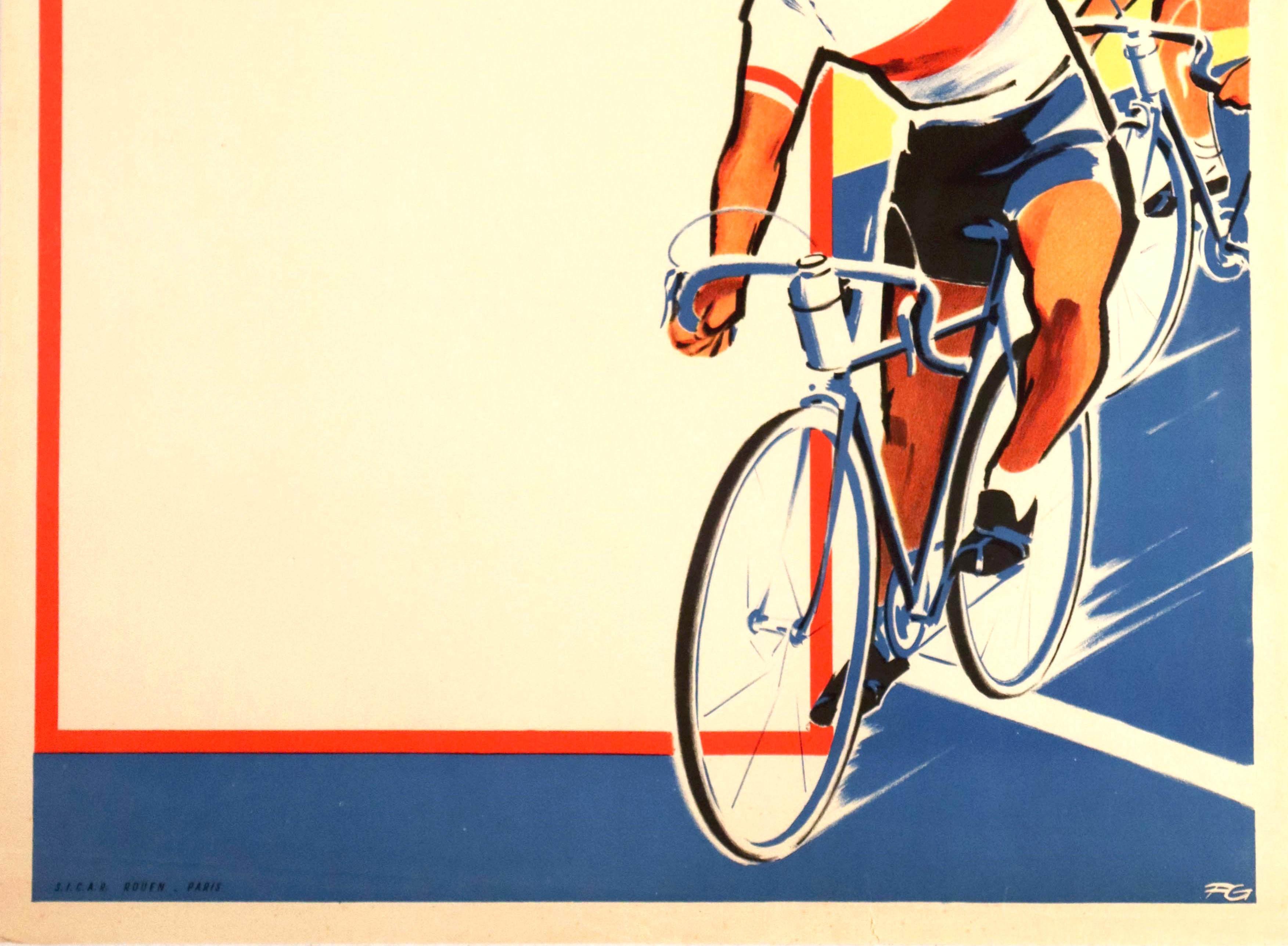 Affiche vintage d'origine Pas d'Alcool No Alcohol Win The Game Of Life Cycling Art - Jaune Print par Unknown