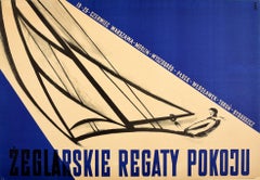 Original Vintage Poster Peace Sailing Regatta Zeglarskie Regaty Pokoju Sport Art