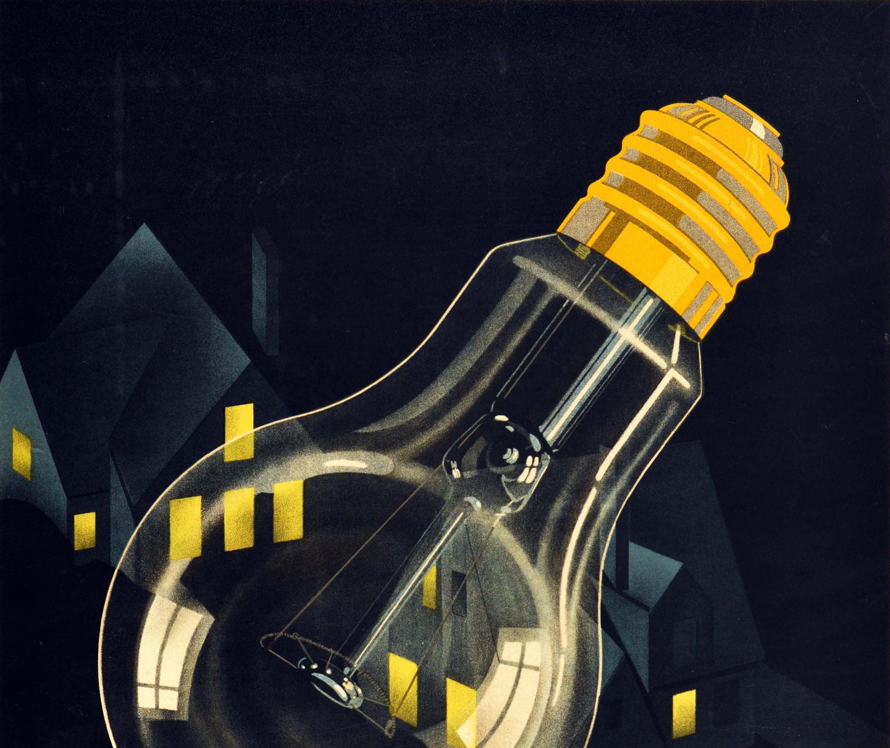 Original Vintage Poster Philips Arga Glühbirne Nachtlichter Werbung Design – Print von Unknown
