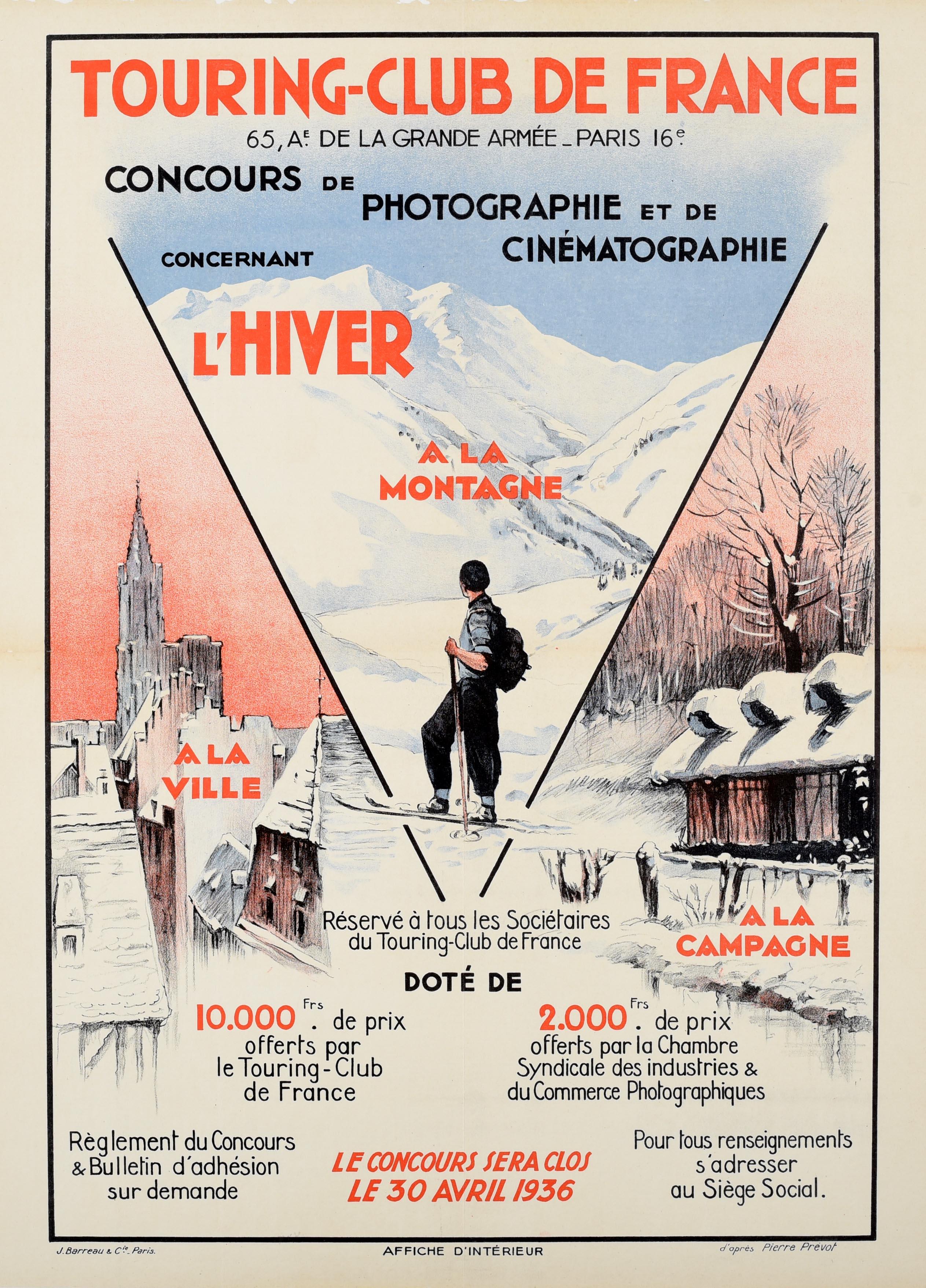 Unknown Print - Original Vintage Poster Photography Cinematography Contest France Ski Winter Art