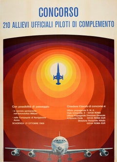 Original Vintage Poster Pilot Air Force Competition Concorso Italy Aviation Art