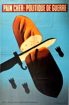 Original Vintage Poster Politique De Guerre Expensive Bread War Politics WWII