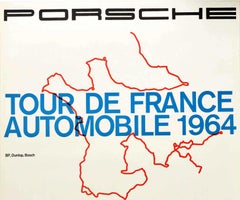 Original Vintage Poster Porsche 904 Tour De France Automobile 1964 GT Car Racing