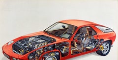 Original Vintage Poster Porsche 928 Grand Tourer Car Model Luxury Motorsport V8