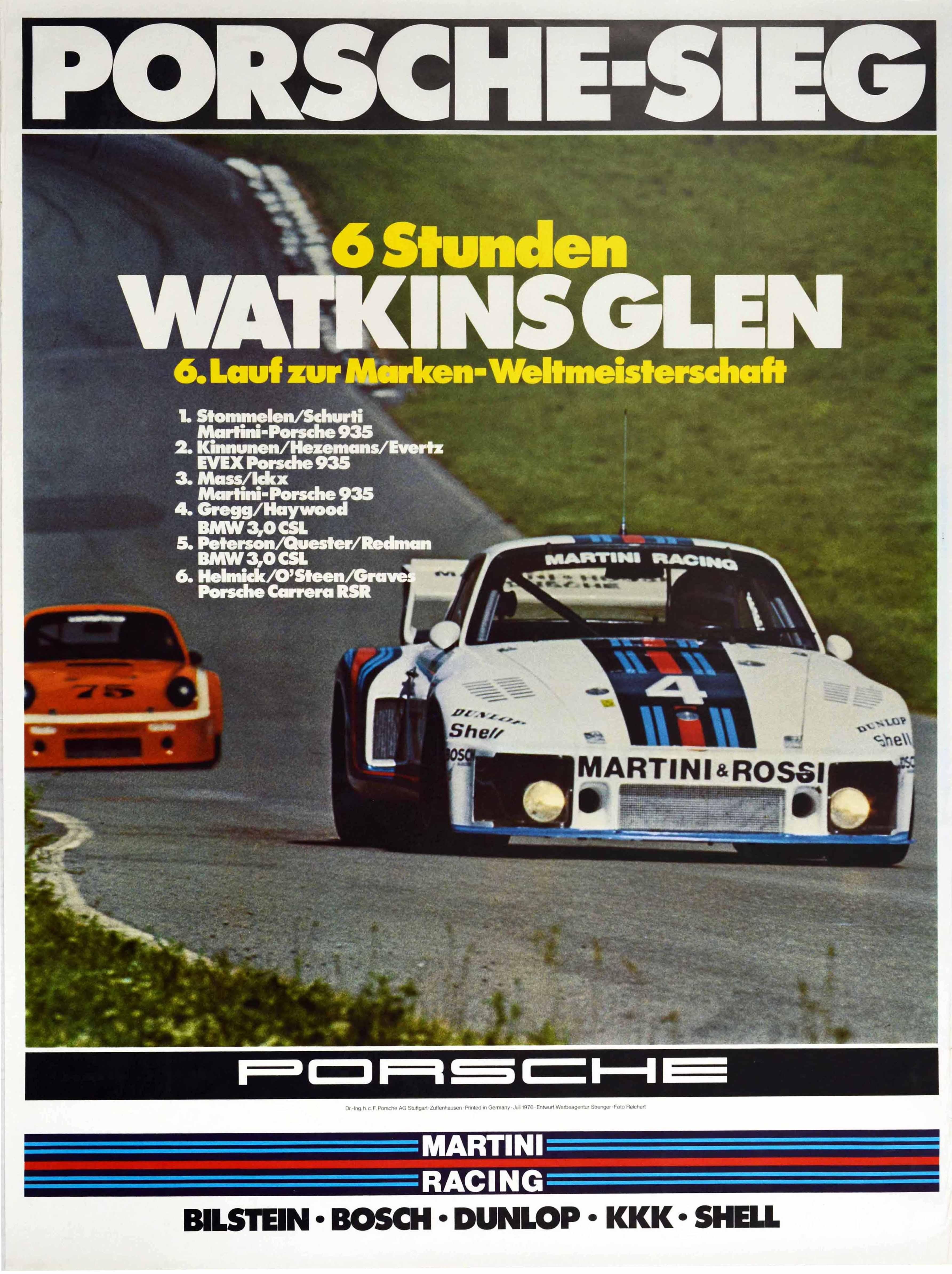 Unknown Print - Original Vintage Poster Porsche 935 Watkins Glen Auto Racing Sports Car Victory