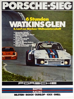 Poster originale d'epoca Porsche 935 Watkins Glen Auto Racing Sports Car Victory