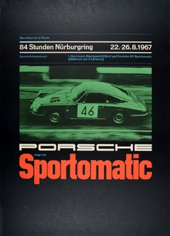 Original Retro Poster Porsche Sportomatic Marathon Endurance Race Nurburgring