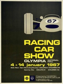 Original Vintage Poster Racing Car Show Olympia Motor Sport Mid Century Design