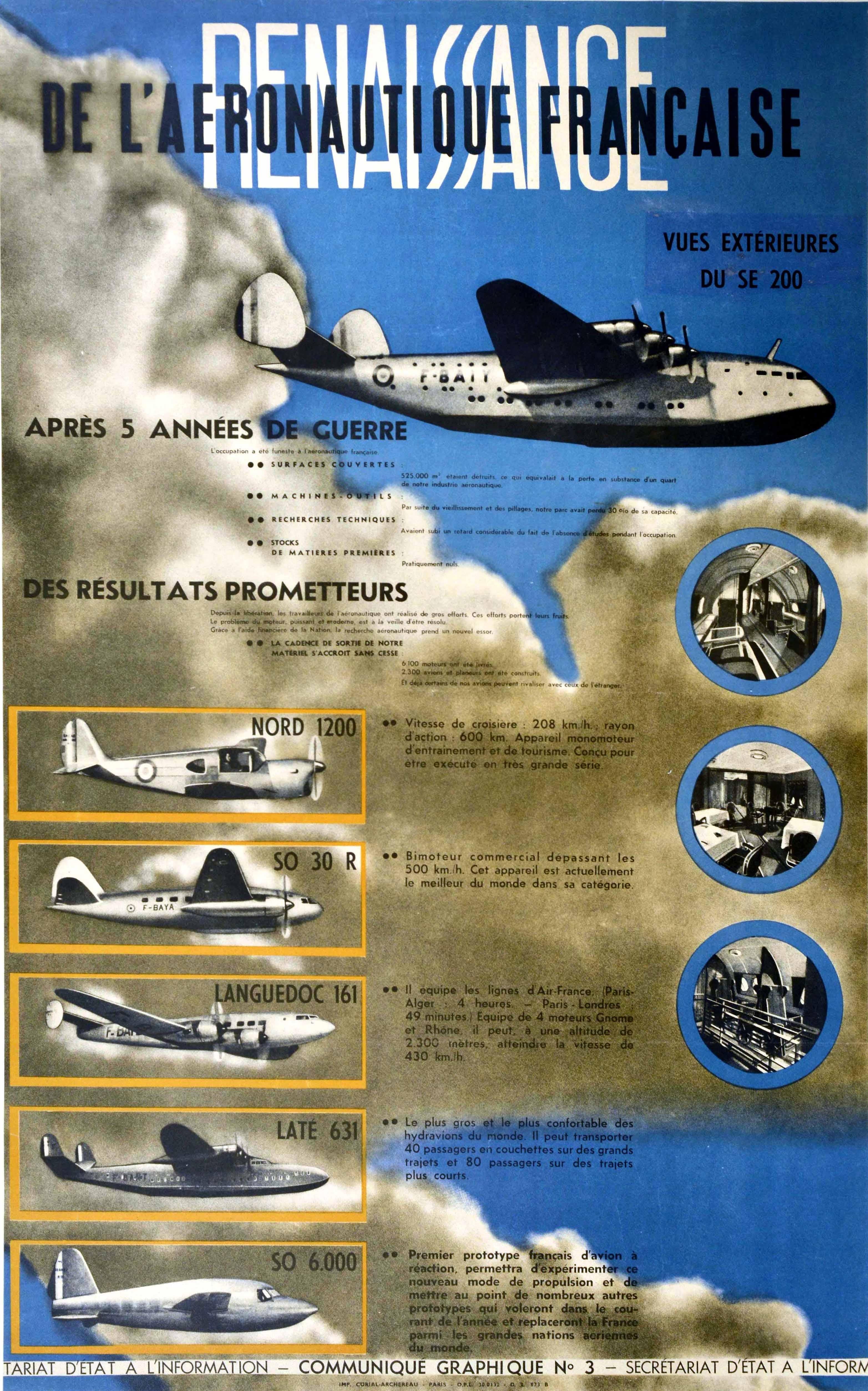 Unknown Print - Original Vintage Poster Renaissance French Aeronautics Military Air Force Planes