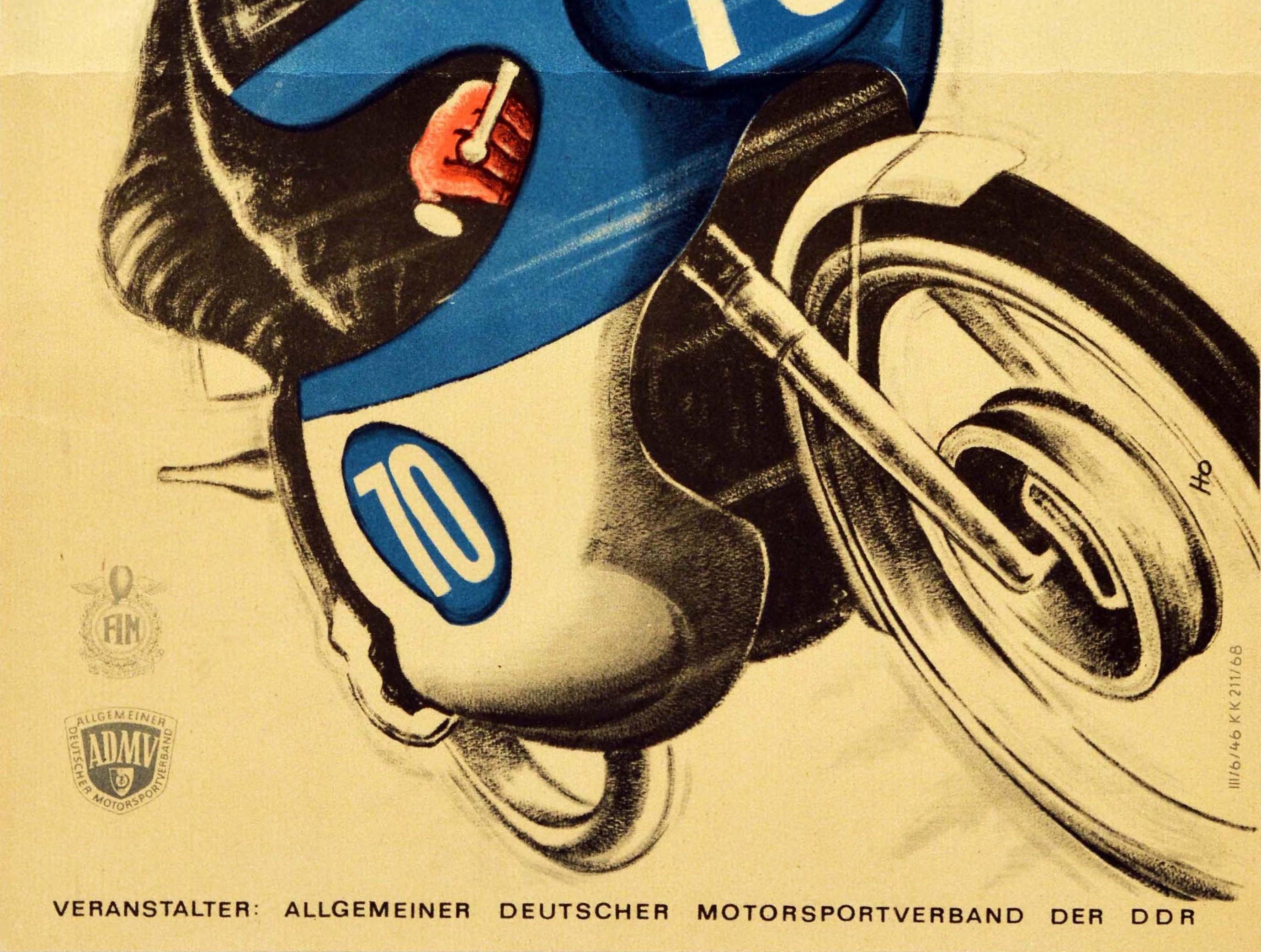 Affiche vintage d'origine Sachsenring 1968, Grand Prix Moto GP, Course de course - Orange Print par Unknown