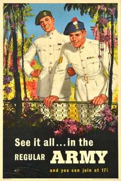 Original-Vintage-Poster, See It All In The Regular Army, Militärische Rekrutierungskunst