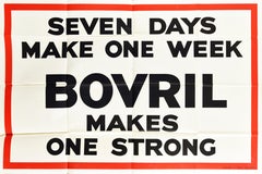 Original Vintage Poster Seven Days Make One Week Bovril Makes One Strong Advert