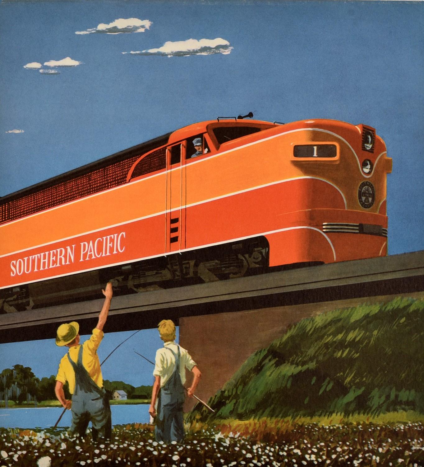 Original Vintage Poster Southern Pacific Railroad Streamlined Train Sunset Ltd - Print by Unknown