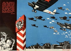 Original Vintage Poster Soviet Propaganda We Stand For Peace Air Force Military