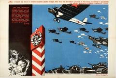 Original Vintage-Poster, Sowjetische Propaganda, Wir stehen für Frieden, Luftwaffe Militär