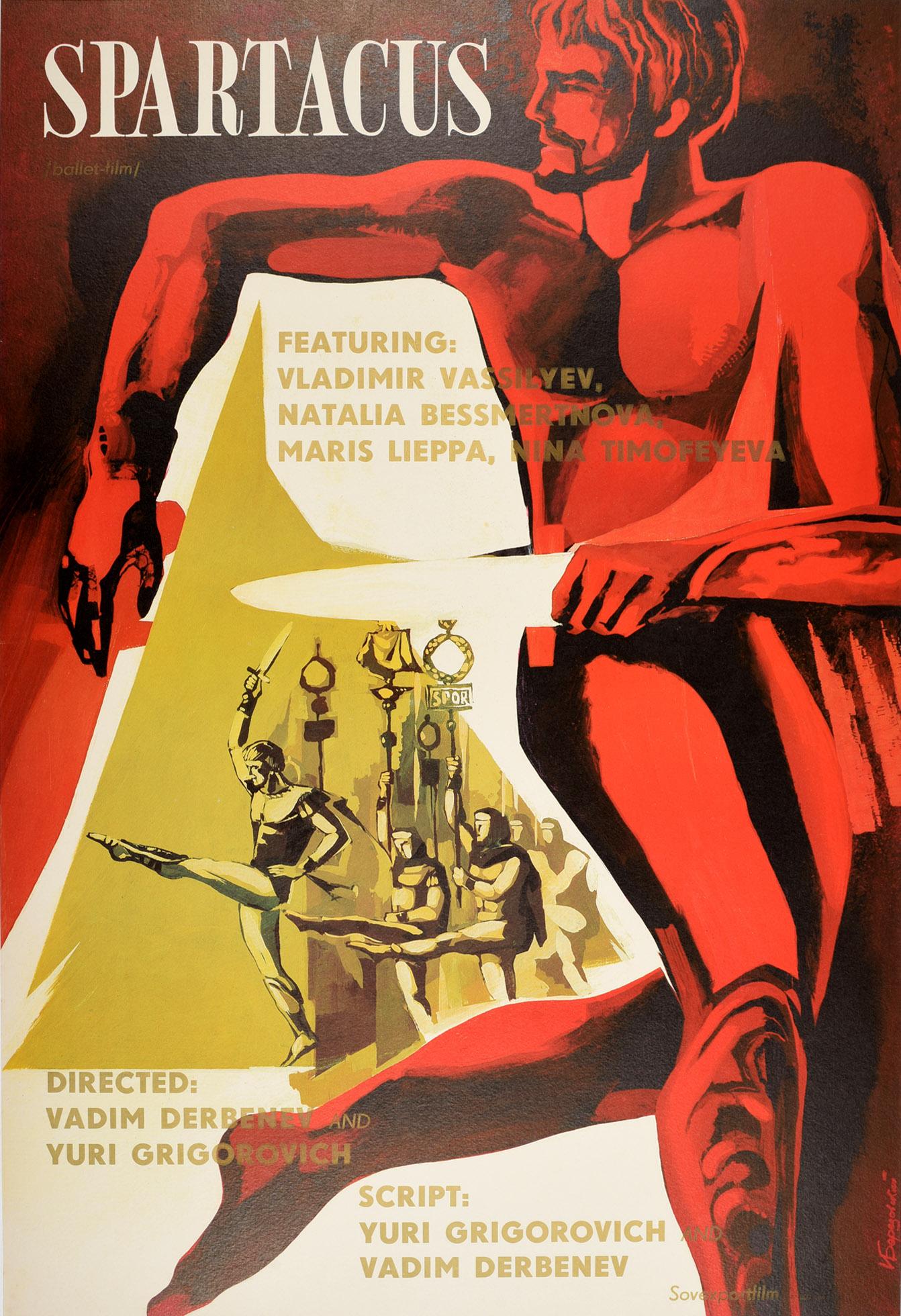 Unknown Print - Original Vintage Poster Spartacus Bolshoi Ballet Film Sovexportfilm Gladiator