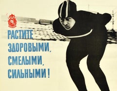 Original Vintage Poster Speed Skating Ski Gymnastics Football USSR Sport Health