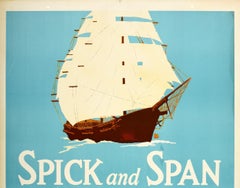 Original Vintage Poster Spick & Span Shipshape Work Motivation Safety Sail Boat