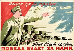 Original Vintage-Poster, „The Enemy Will Be Destroyed Stalin“, UdSSR, Zweiter Weltkrieg, Sieg