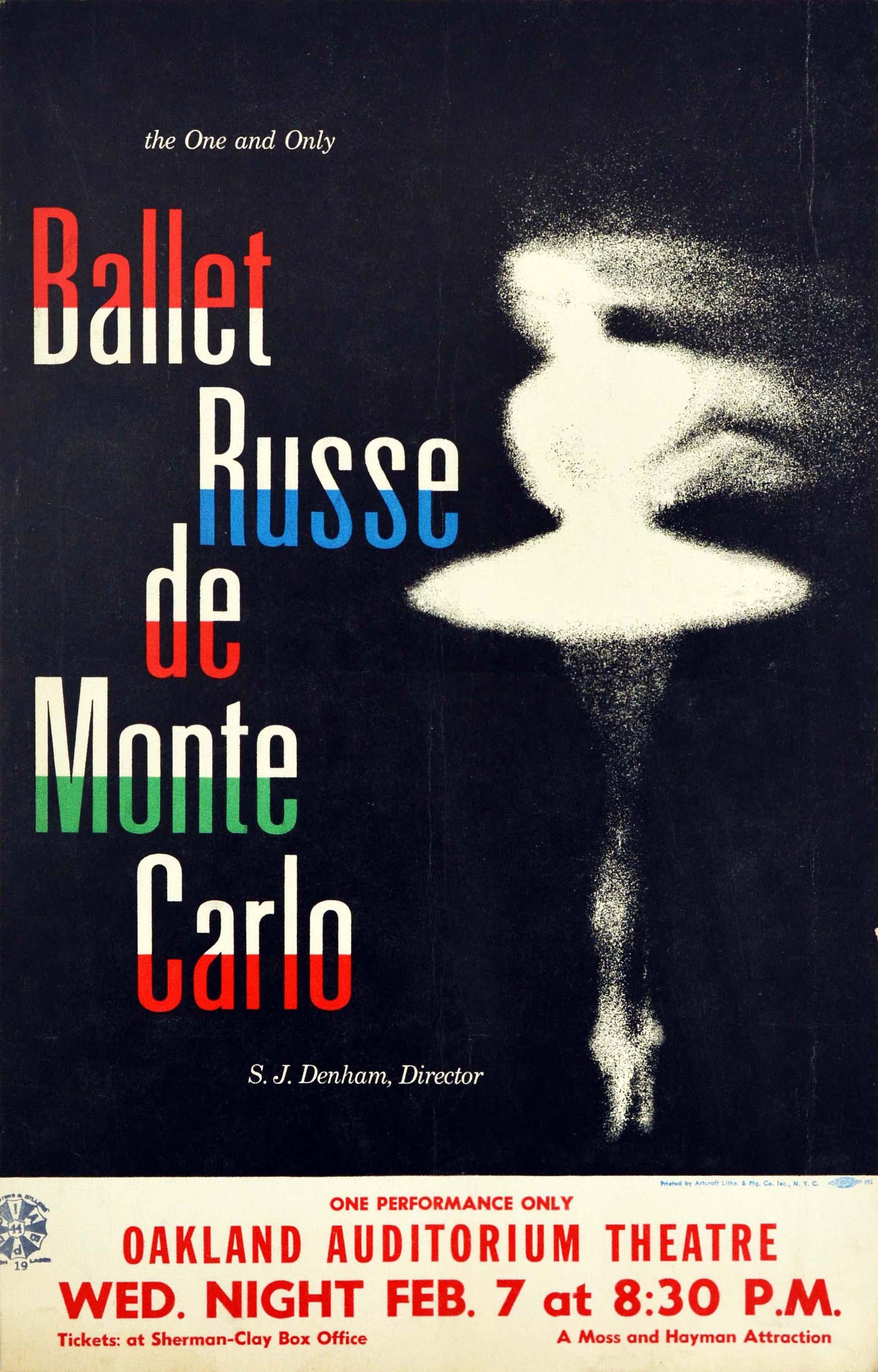 Unknown Print - Original Vintage Poster The One And Only Ballet Russe De Monte Carlo Dancer Art