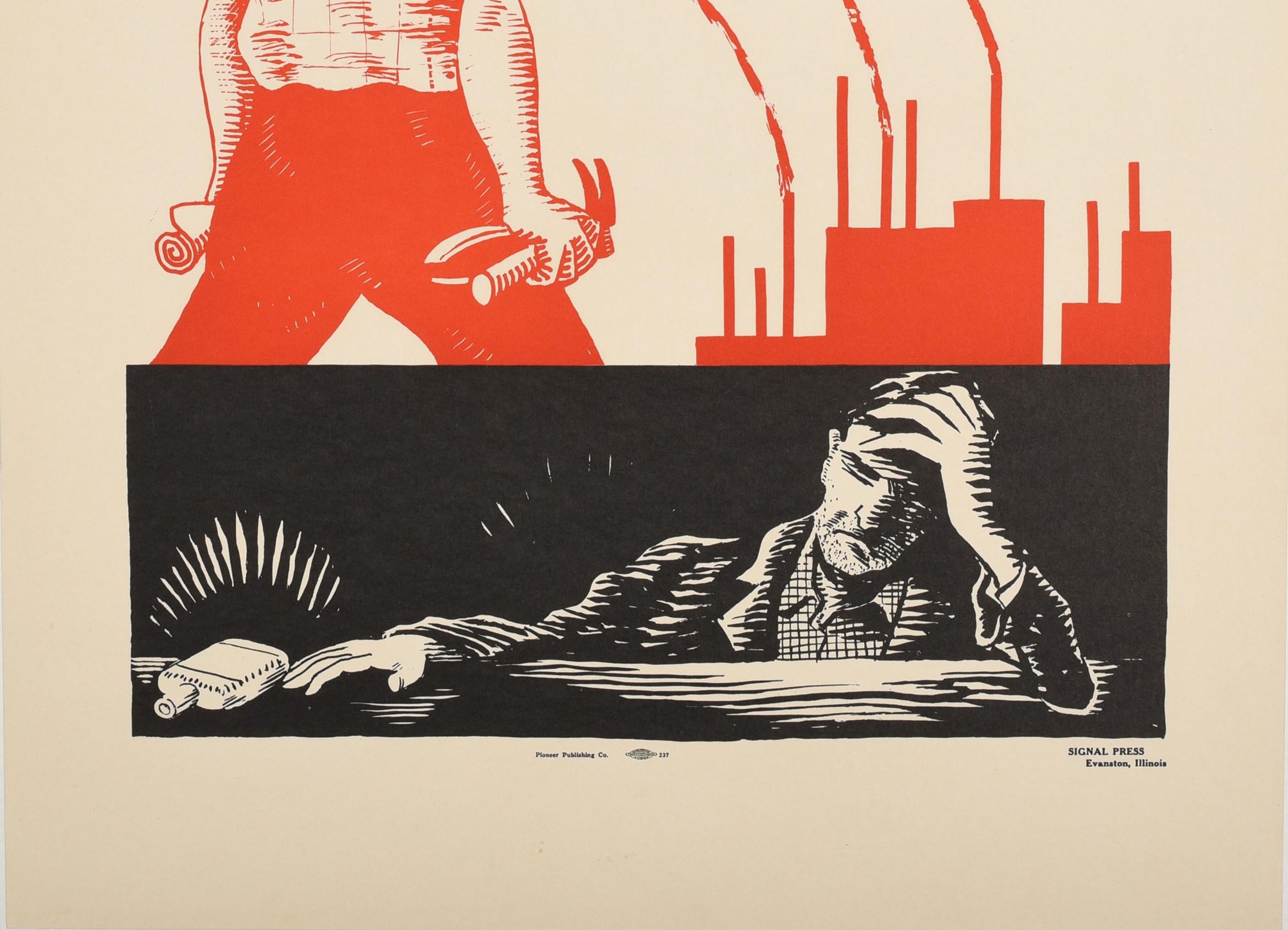 Affiche vintage d'origine The People Want Jobs Not Jags, Les gens ne boivent pas l'alcool, Prohibition du tabac - Beige Print par Unknown