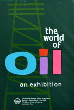 Original Vintage Poster The World Of Oil Exhibition Shell Victoria Art Gallery