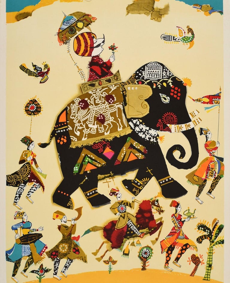 Unknown Original Vintage Poster There Is An Air About India Air India Maharajah Elephant For Sale At 1stdibs