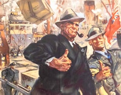 Original Vintage Poster To The Merchant Navy Thank You WWII Thumbs Up Artwork
