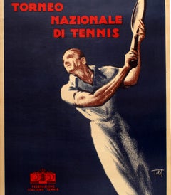 Original-Vintage-Poster Torneo Nazionale Di Tennis, Tennisturnier, Italien, Sportveranstaltung