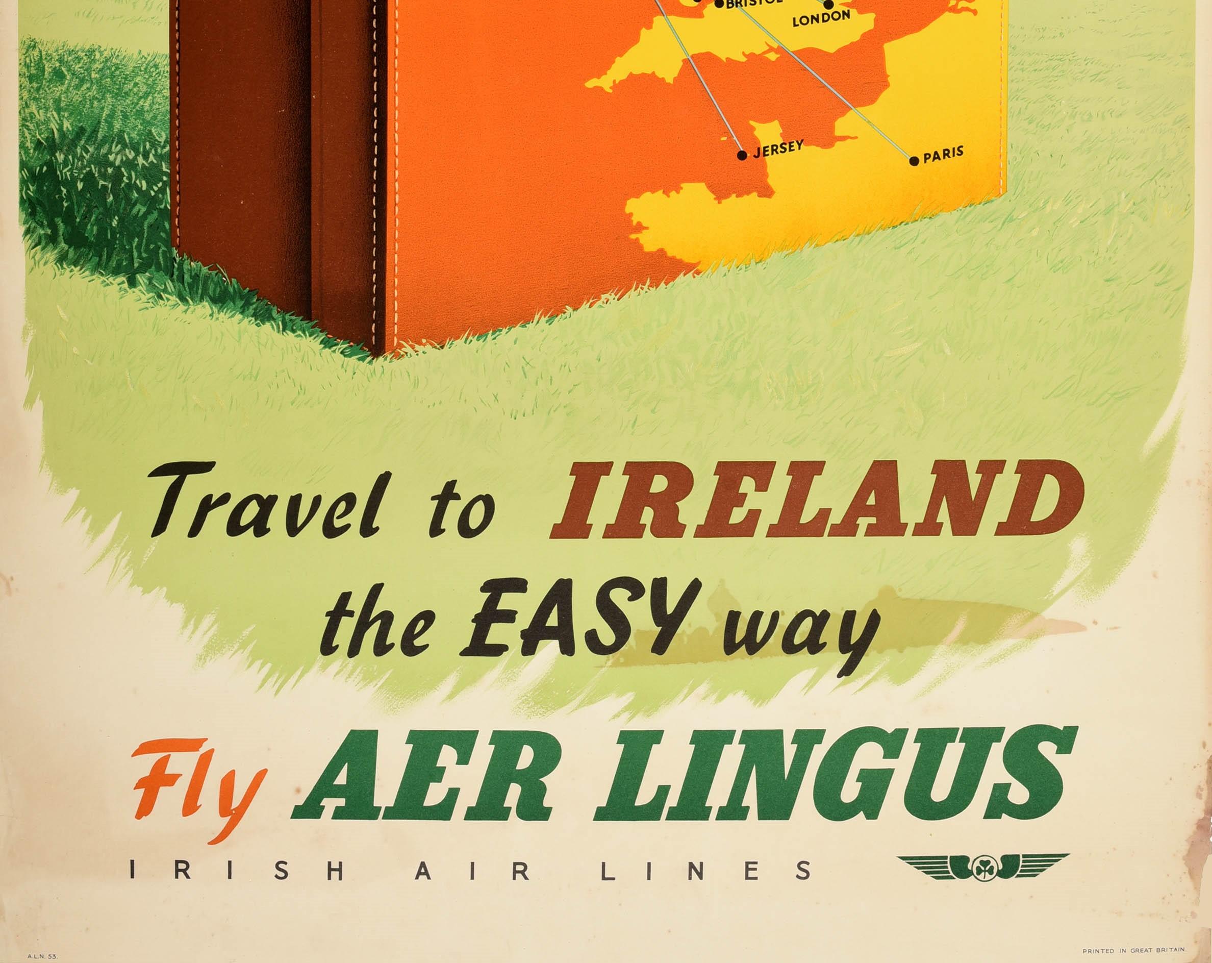 Unknown Original Vintage Poster Travel To Ireland The Easy Way Fly 