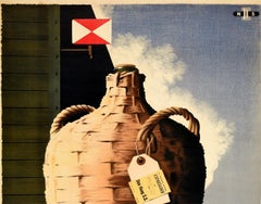 Original Vintage Poster Verzend Per Spoor Express Goods By Rail Wine Den Haag