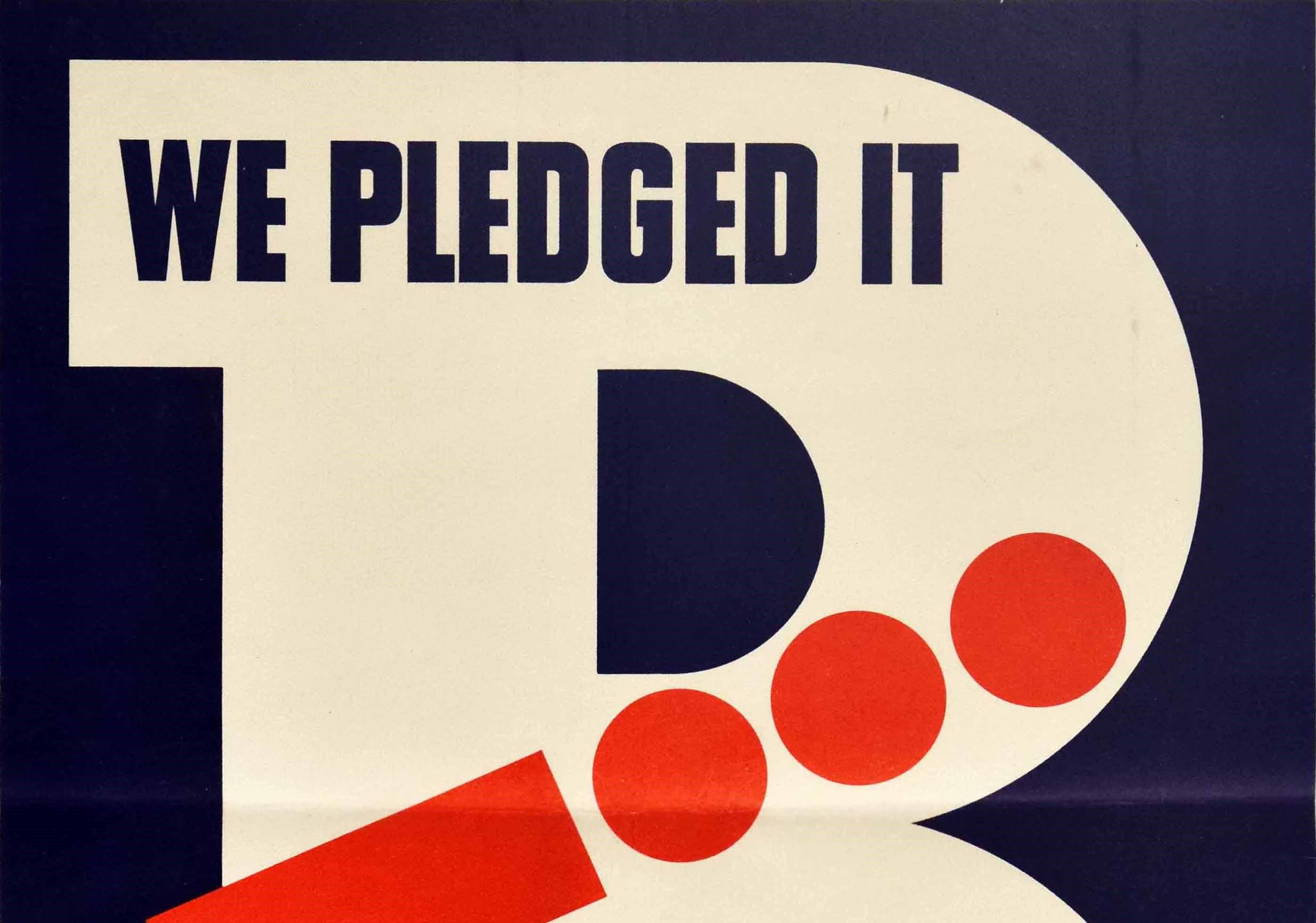 Original Vintage Poster We Pledged It We'll Beat It WWII Victory Morse Design - Print by Unknown