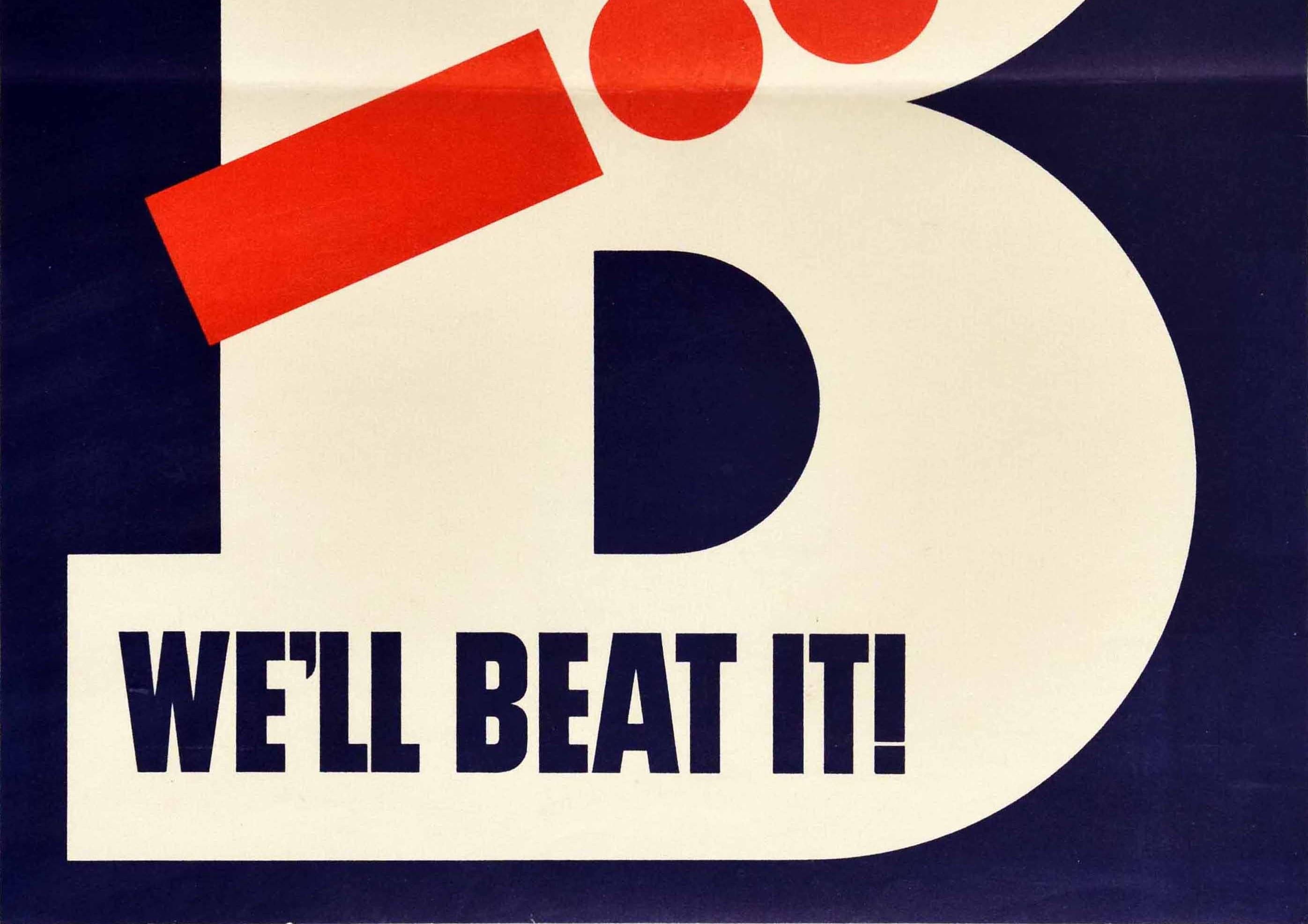 Original Vintage Poster We Pledged It We'll Beat It WWII Victory Morse Design - Black Print by Unknown