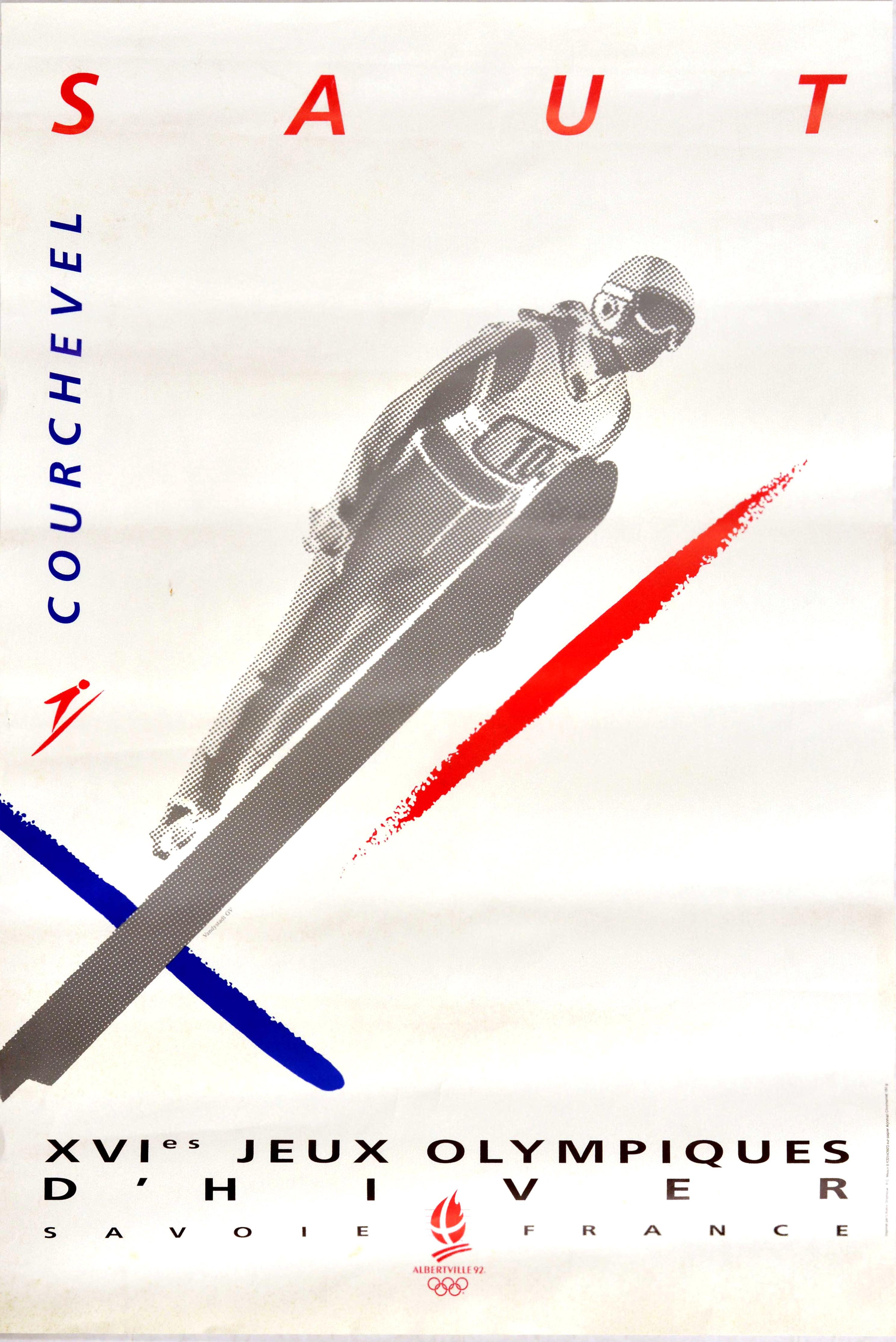 Unknown Print - Original Vintage Poster Winter Olympics Albertville 92 Courchevel Ski Jump Saut