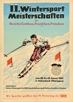 Original Retro Poster Winter Sport Meisterschaften Championship Ski Slalom Art