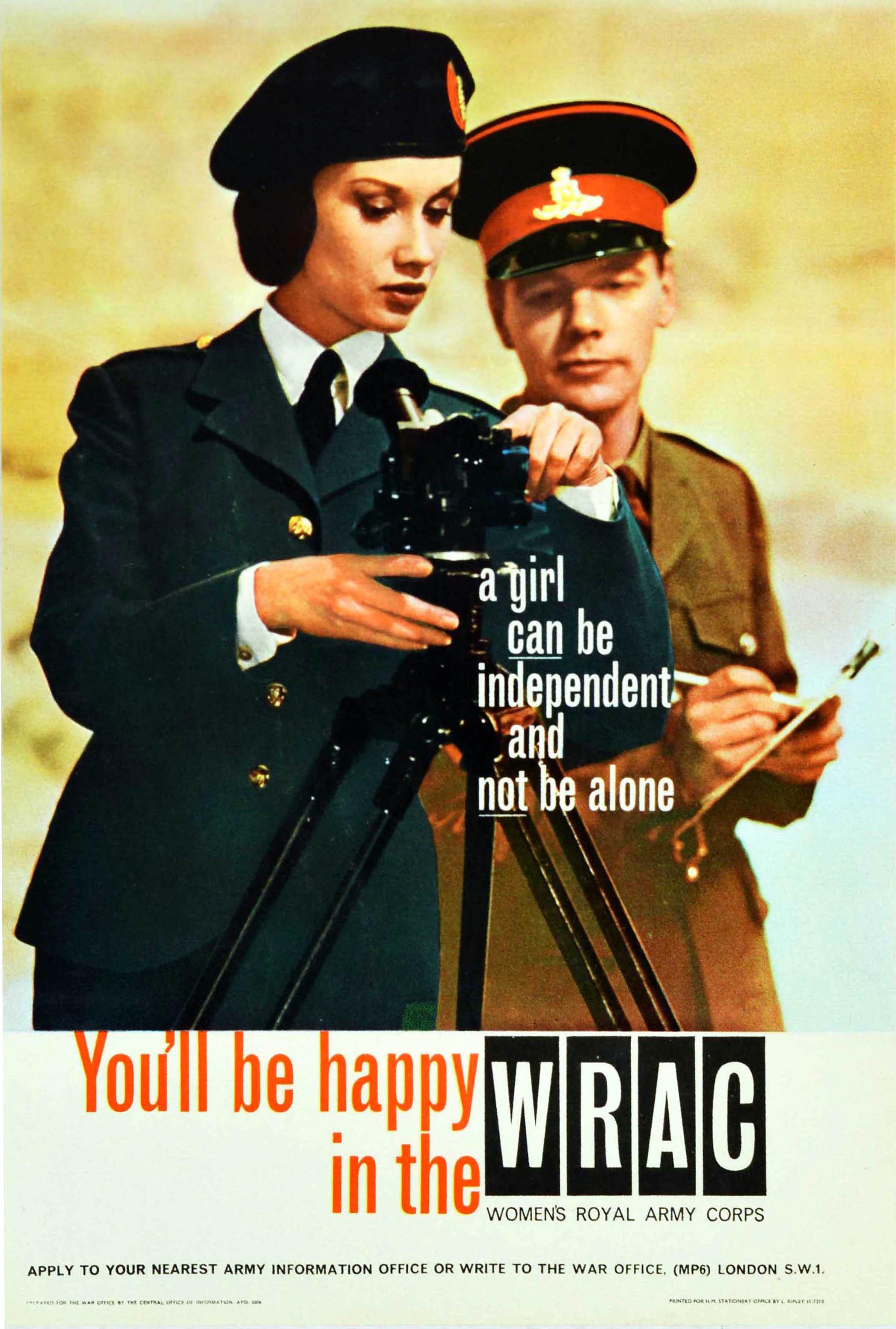 Unknown Print - Original Vintage Poster You'll Be Happy In The WRAC Women's Royal Army Corps