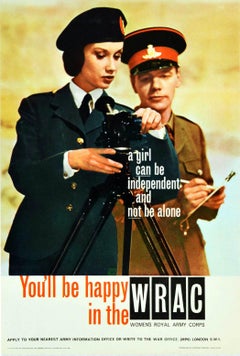 Original Retro Poster You'll Be Happy In The WRAC Women's Royal Army Corps
