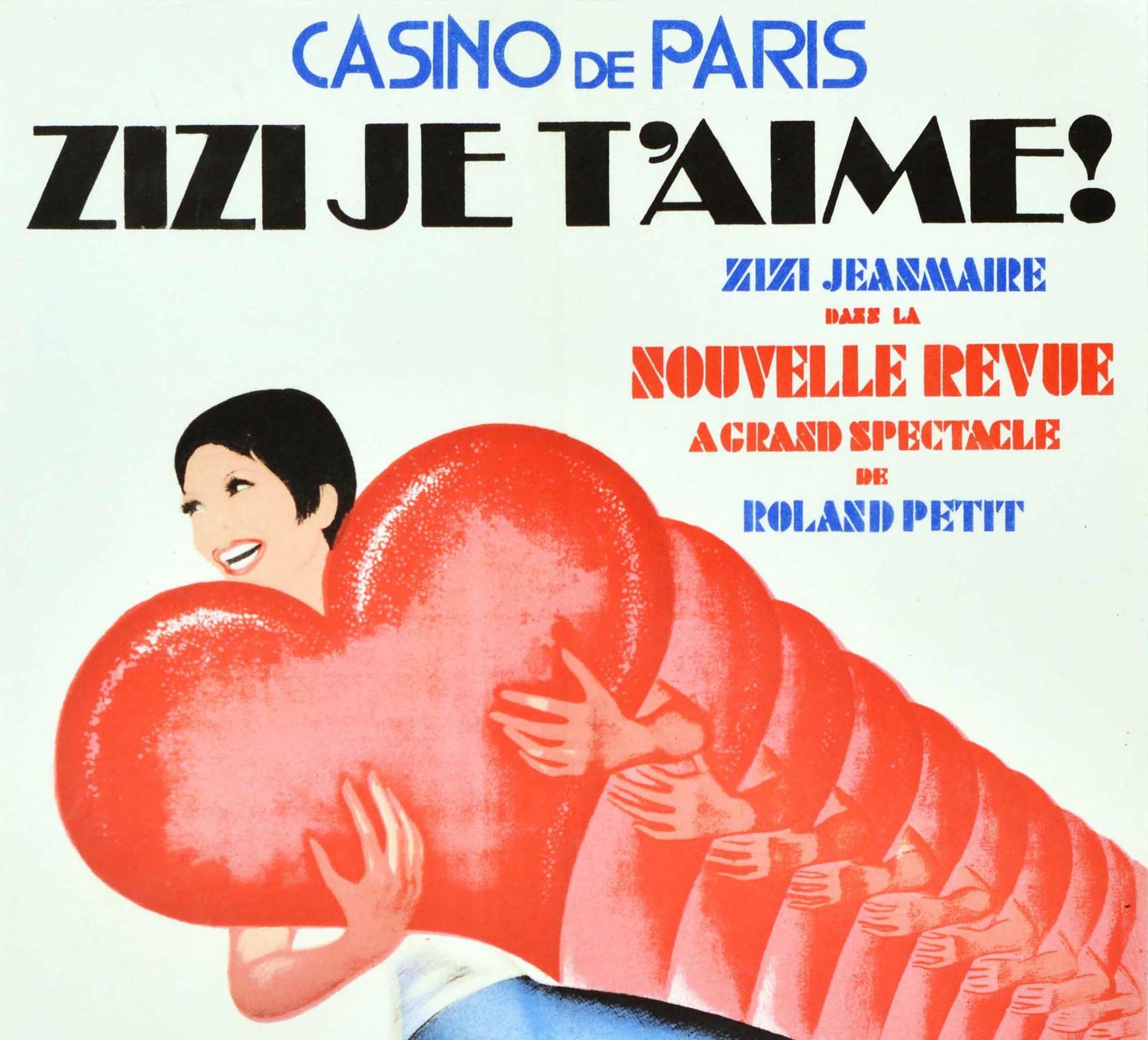 Original Vintage Poster Zizi Je T'Aime Casino De Paris Cabaret I Love You Heart - Print by Unknown