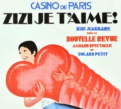 Original Vintage Poster Zizi Je T'Aime Casino De Paris Cabaret I Love You Heart