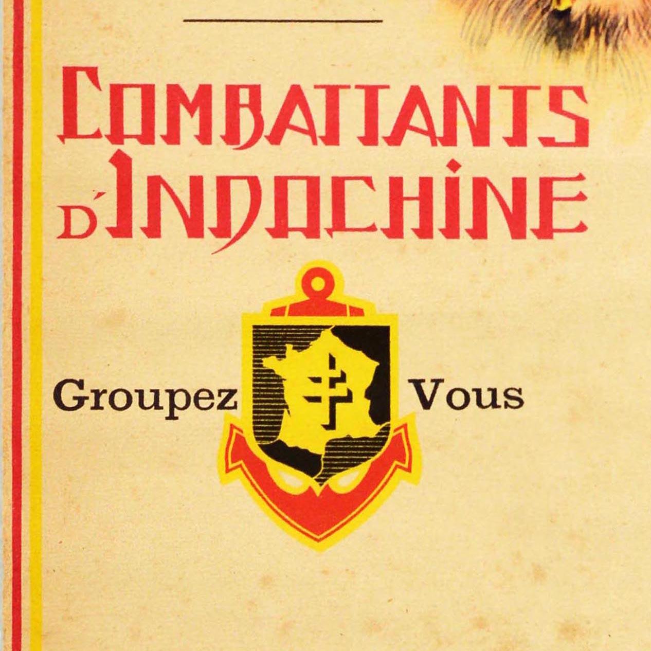 Original Vintage Propaganda Poster Combattants Indochine French Corps Indochina - Print by Unknown