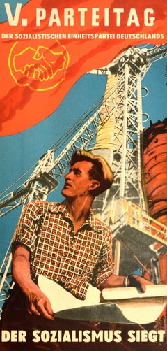 Original Vintage Propaganda Poster Socialism Wins Socialist Unity Party Germany