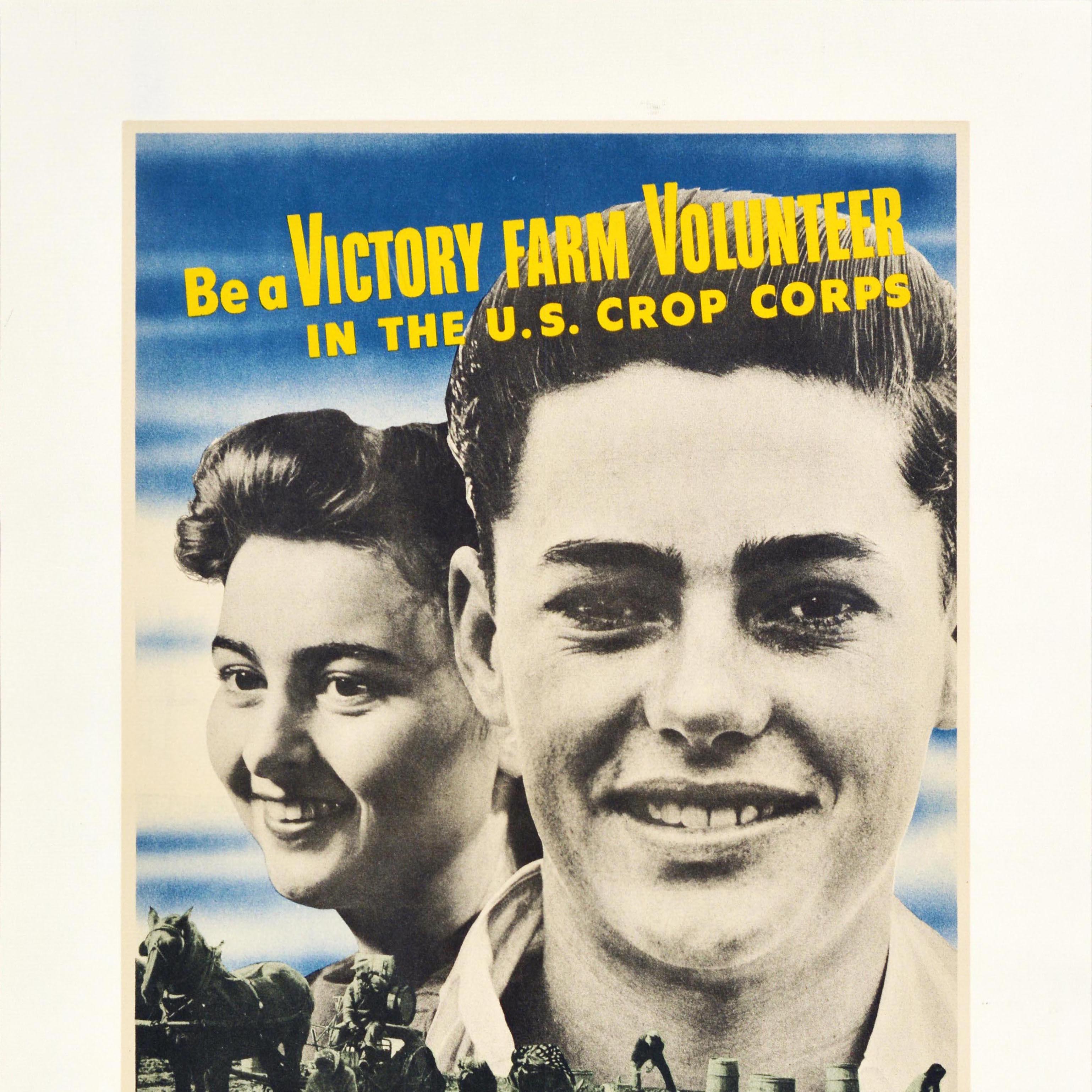 Original-Vintage- Propaganda-Poster, „Victory Farm Volunteer“, US Crop Corps, Zweiter Weltkrieg (Beige), Print, von Unknown