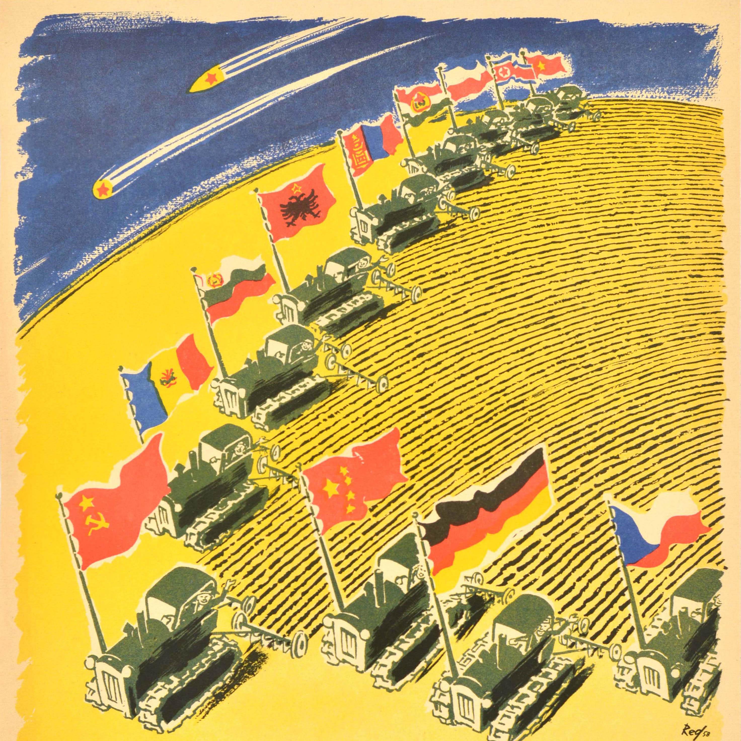 Affiche de propagande vintage originale, Vote Peace And Socialism, Allemagne de l'Est, DDR - Orange Print par Unknown